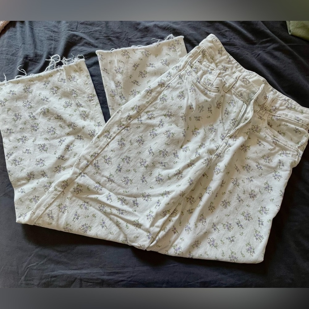 Floral print jeans